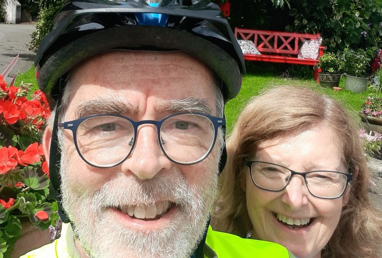 Brian and Cathy on an AXA Community Bike Ride in Kilkenny.